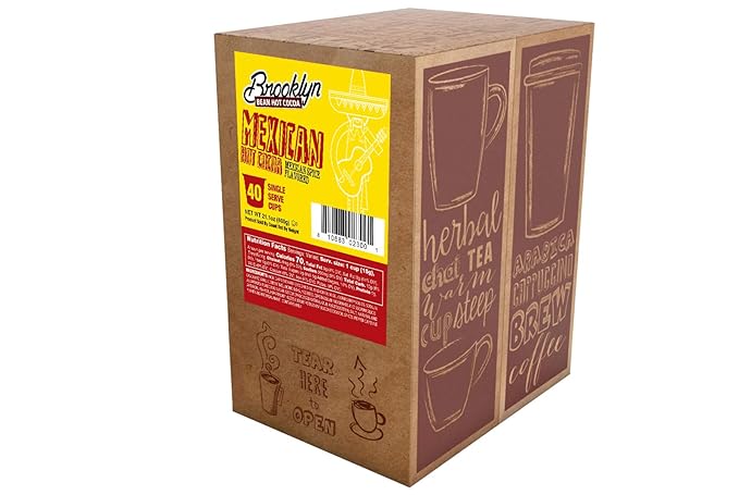 Brooklyn Beans Mexican Cocoa Hot Chocolate Pods,Compatible with K Cup Brewers Including 2.0, 40 Count