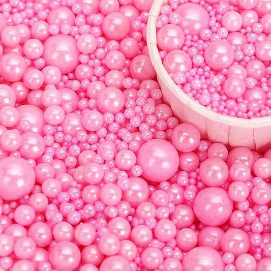 Pink Sprinkles Edible Pearls for Cake Decorating Sugar Pearls Candy Sprinkles Mixed Sizes Cupcake Cake Topper Cookie Decorations Wedding Halloween Christmas Supplies