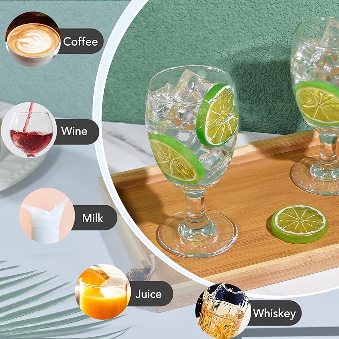 16OZ Water Goblets Set of 6, Clear Goblet Glasses Set for Home Bar, Wedding, Party, Elegant Design for Iced Tea, Sangria, Juice, Dishwasher Safe, Perfect for Daily Use Special Occasions