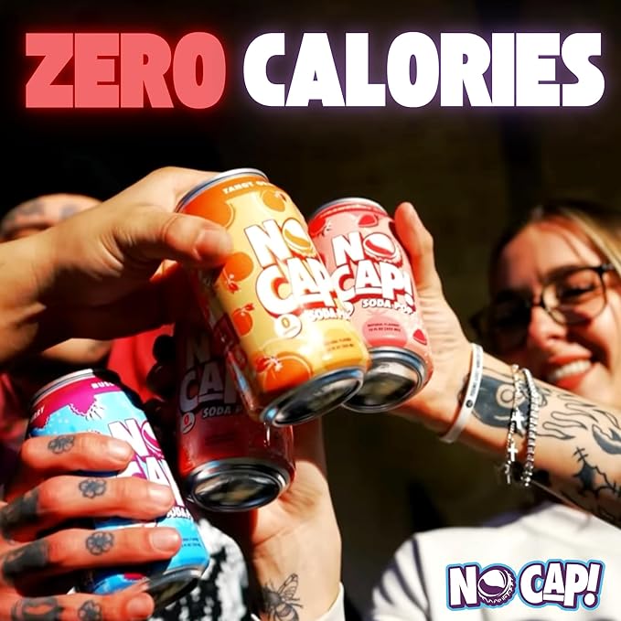 No Cap! Healthy Soda Alternative, Zero Sugar, No Calories, Caffeine Free, Vegan, Gluten Free, For Kids, Teenagers & Adults,12 Oz Cans, 12 Pack (Variety Pack)
