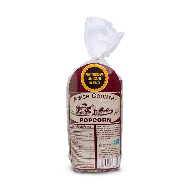 Amish Country Popcorn | 1 lb Bag | Rainbow Popcorn Kernels | Old Fashioned, Non-GMO and Gluten Free (Rainbow - 1 lb Bag)