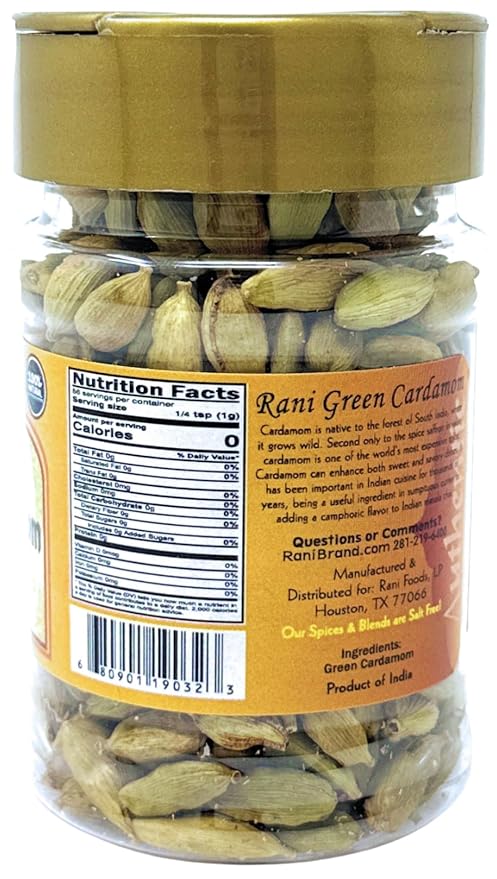 Rani Green Cardamom Pods Spice (Hari Elachi) 2oz (56g) PET Jar ~ All Natural | Vegan | Gluten Friendly | NON-GMO | Product of India