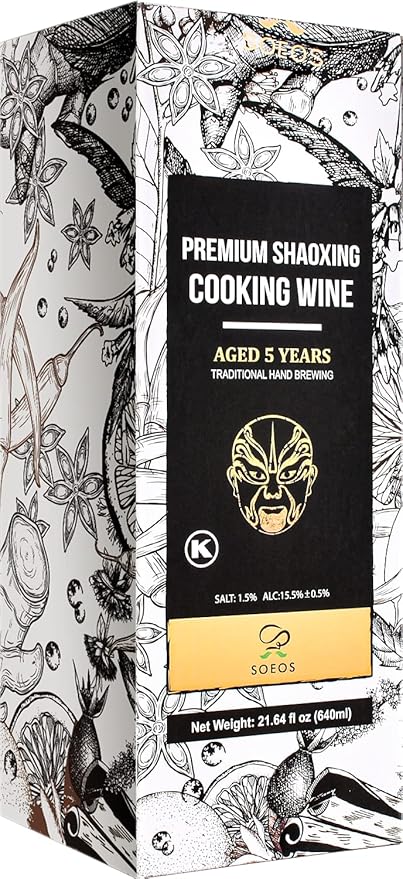 Soeos Cooking Wine,Shaoxing Rice Wine,Chinese Cooking Wine,Rice Cooking Wine,Shaoxing Wine Chinese Cooking Wine,Shao Hsing Rice Wine,21.64 fl oz (640 ml),1 Packs,Premium 5 Year Aged Cooking Wine