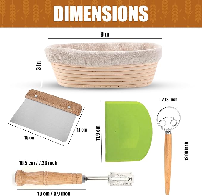 Bread Proofing Basket Set Sourdough Proofing Basket oval Proofing Bowls (Oval Proofin basket 10PCS),sourdough bread baking supplies proofing baskets,banneton proofing basket 9"