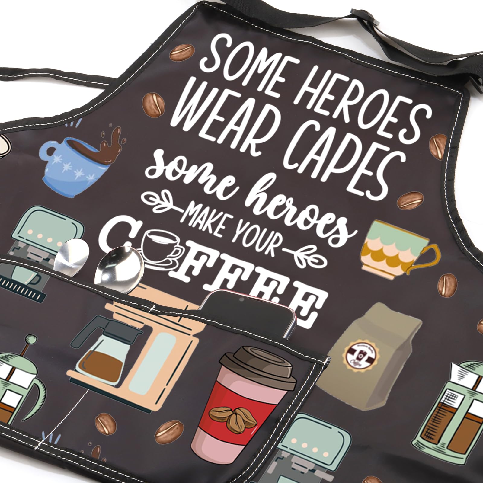 JXGZSO Barista Gift Barista Apron Coffee Themed Aprons Some Heroes Wear Capes Some Heroes Make