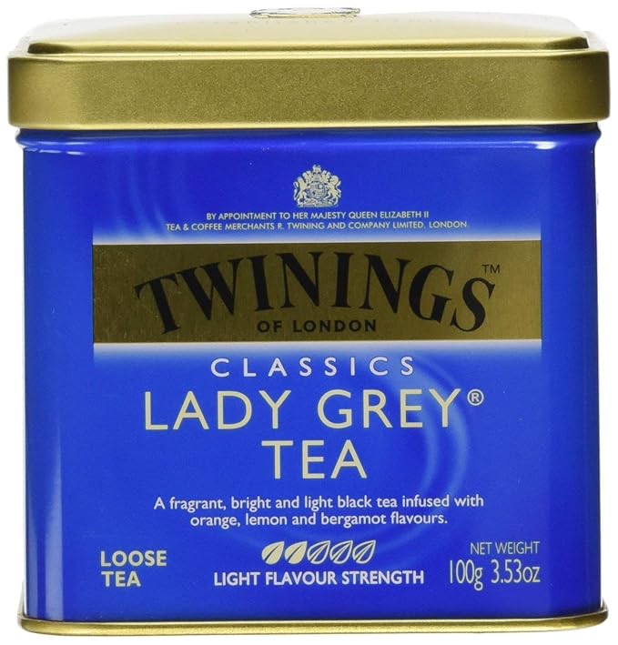 Twinings Lady Grey Loose Black Tea, 3.53 Ounce Tins (Pack of 1), Lemon & Orange Peel, Caffeinated, Enjoy Hot or Iced