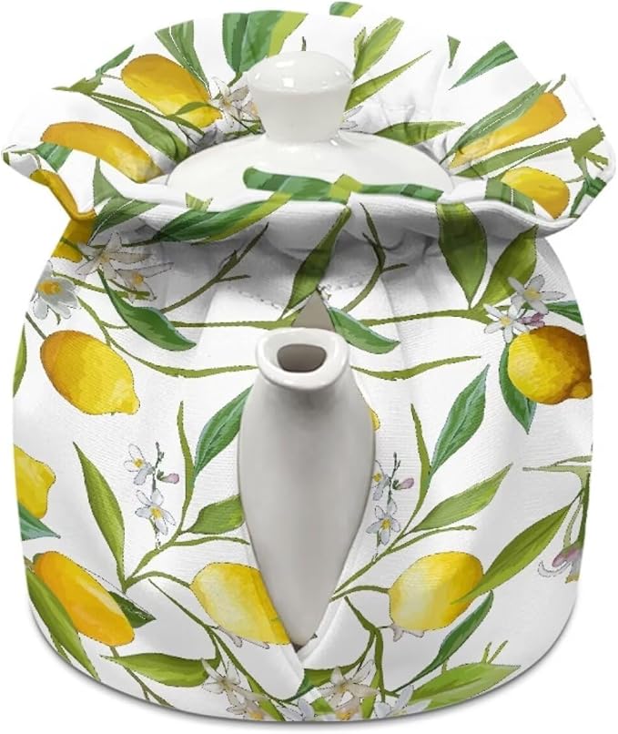 Lemon Tea Cozy for Teapot Insulated Dust Proof Tea Pot Cozy for Keeping Warm Washable Teapot Dust Protector with Drawstring,Extra Thick