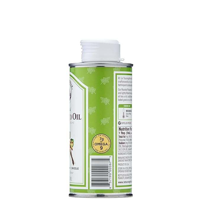 La Tourangelle, Roasted Pistachio Expeller-Pressed Oil for Cooking, Baking, and Beauty, Adds Flavor to Vinaigrettes, Sauces, Marinades, Green, 8.45 Fl Oz