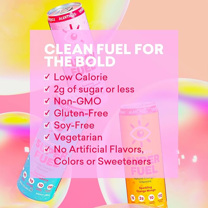 EBOOST Super Fuel Healthy Energy Drink - Caffeine from Natural & Clean Ingredients For Focus and Productivity -Taurine Free Pre-Workout With Electrolytes, Nootropic - Strawberry Lemonade, 12 Pack