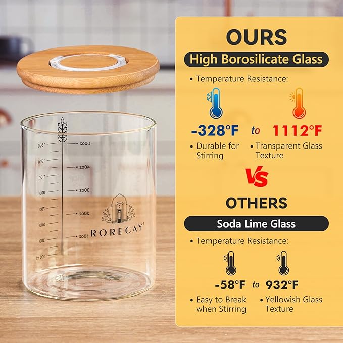 rorecay 50oz Sourdough Starter Kit with Time Keeper, High Borosilicate Glass Sourdough Starter Jar, Wide Mouth Sour Dough Crock with Lid & Spatula & Recipe for Beginners and Professional Bakers