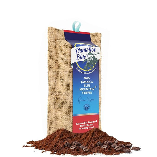 PREMIUM PLANTATION BLUE TRADITION CLASS EXPERIENCE 100% Blue Mountain Coffee, Dark Roast, Ground, Jamaican Coffee (8oz)