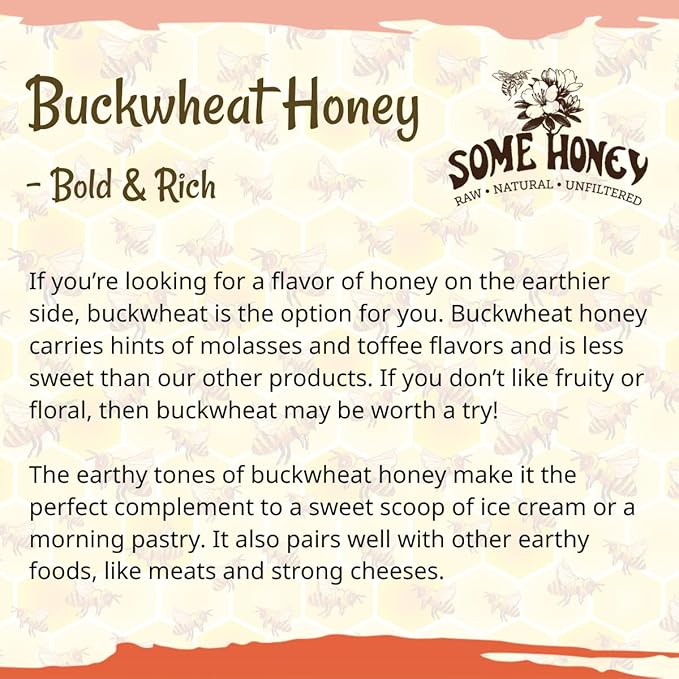 Some Honey Raw & Unfiltered Buckwheat Honey – 100% Pure U.S. Honey – USDA Grade A – All-Natural – 80 oz