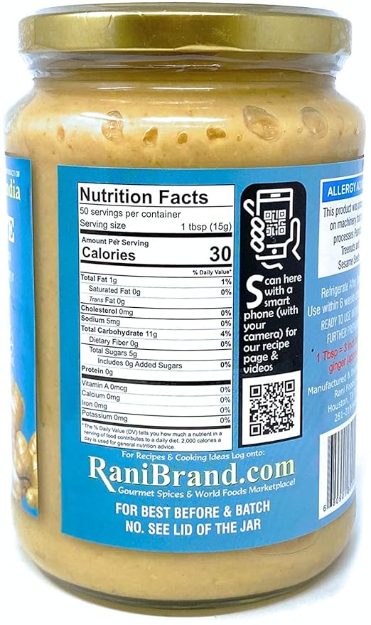 Asian Kitchen Ginger Cooking Paste 26.5oz (750g) Glass Jar ~ Vegan | Gluten Free | NON-GMO | No Colors | Indian Origin