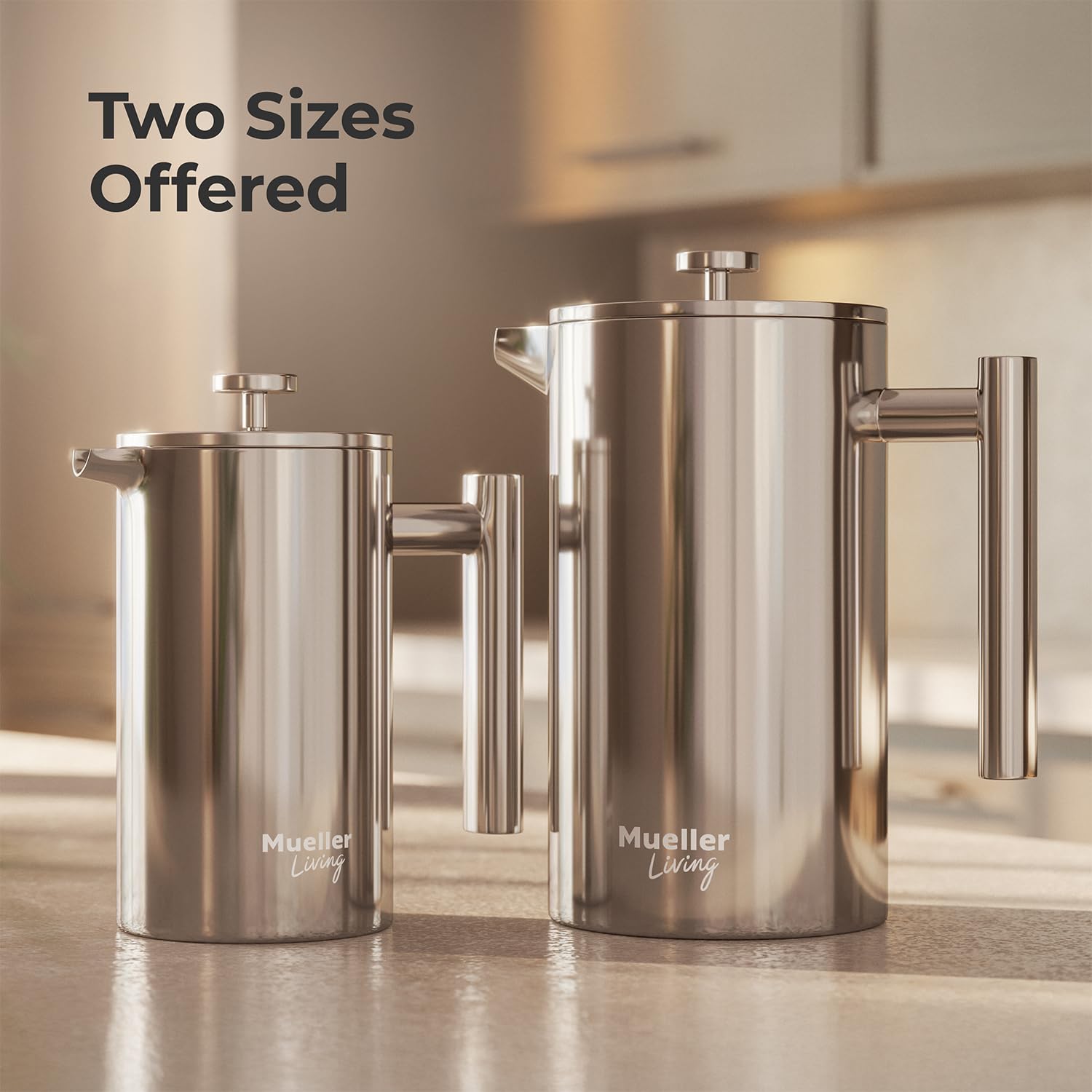 MuellerLiving French Press Coffee Maker 20oz, Stainless Steel French Press Coffee, 4 Filter Heat