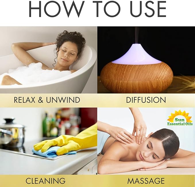 Sun Essential Oils ??4 oz Australian Sandalwood Essential Oil with Dropper for Diffuser, Skin, Aromatherapy Massage, Humidifier, Scent for Candle, Lotion & Soap Making at Home, Fragrance for Room