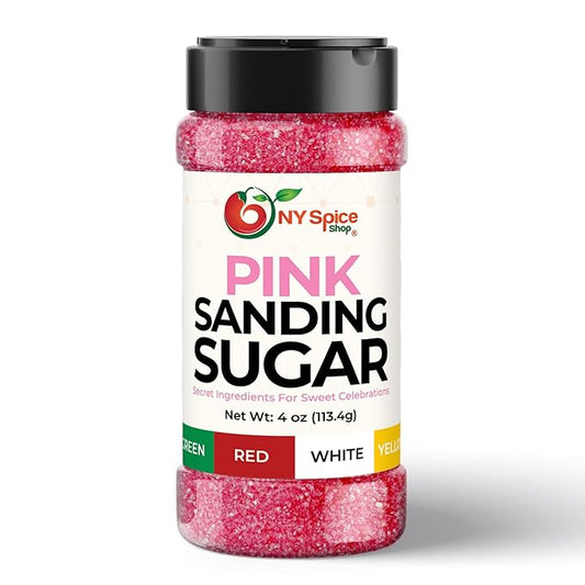 NY Spice Shop Pink Sanding Sugar - 4 Ounce Sweet Colorful Edible Sprinkles For Candy Dish - Sugar Sprinkles For Cake Decorating Cookies Basket & Dishes