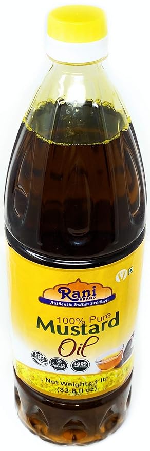 Rani Mustard Oil (Kachi Ghani) 33.8 Ounce (1 Liter) NON-GMO | Gluten Free | Vegan | 100% Natural | Kosher