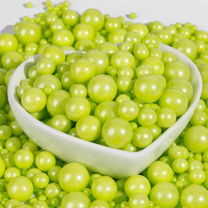 Edible Green Pearl Sprinkles,130g/4.58oz,Halloween Pearls Mix Size Sugar Sprinkle for Cake Decorating,Baking Edible Candy,Cake Decorations,Cupcake Toppers,Cookie Donuts Ice Cream Toppings,Birthday Party Christmas Supplies