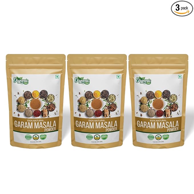 Organic Zing Organic Garam Masala - A Versatile Indian Blend of Spices and Herbs | Seasoning Blend | Vegan | Preservative Free | Product of India (100 Gram) Pack of 3 organic