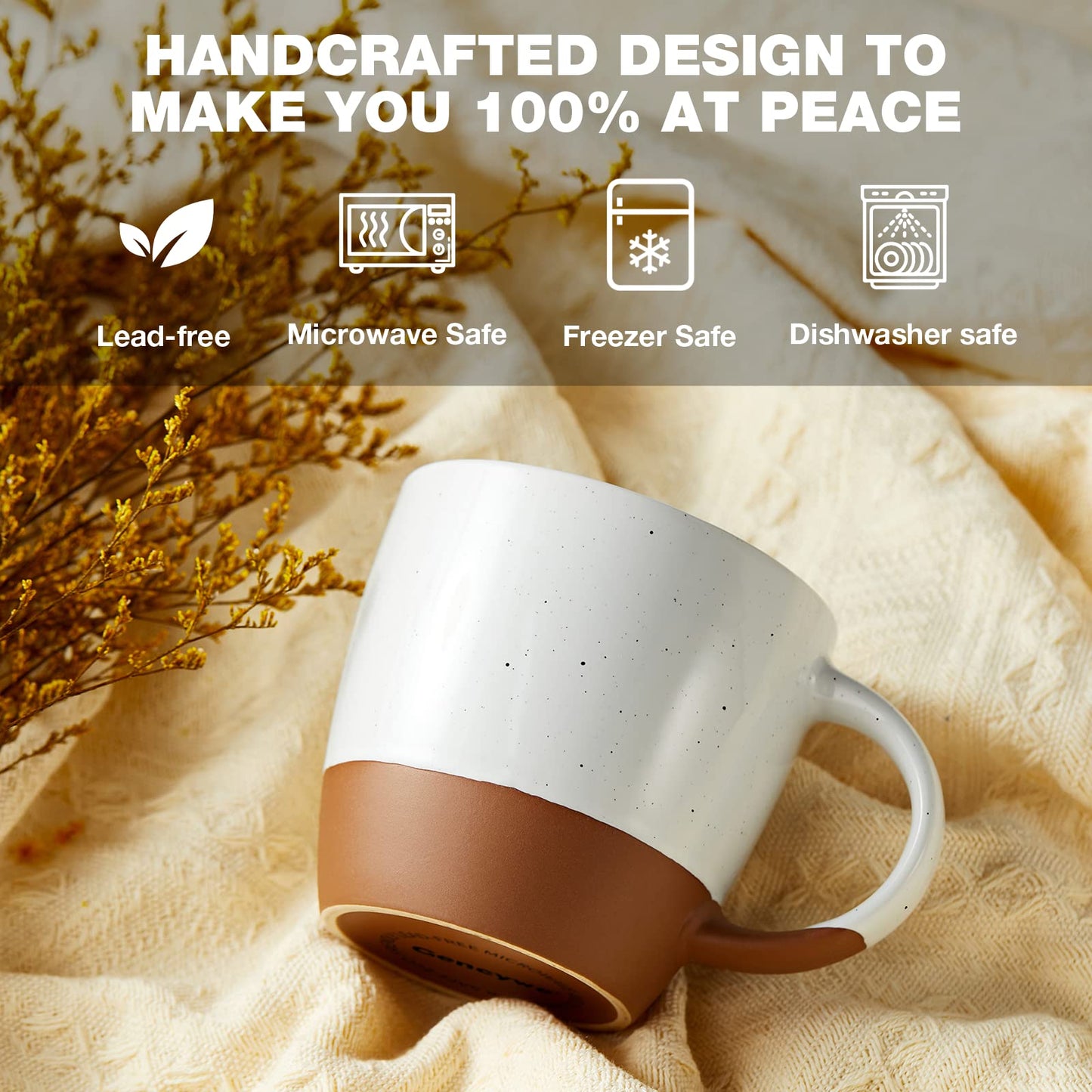 Morandi Color Ceramic Coffee Mugs Set of 6 (Large),18 oz Coffee Cups with Handle, Latte Mug, Big