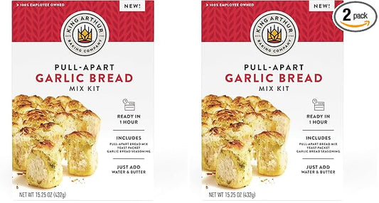 King Arthur Baking Company Pull-Apart Garlic Bread Mix Kit 15.25 oz., Baking Mix - Ready in 1 hour (Pack of 2)
