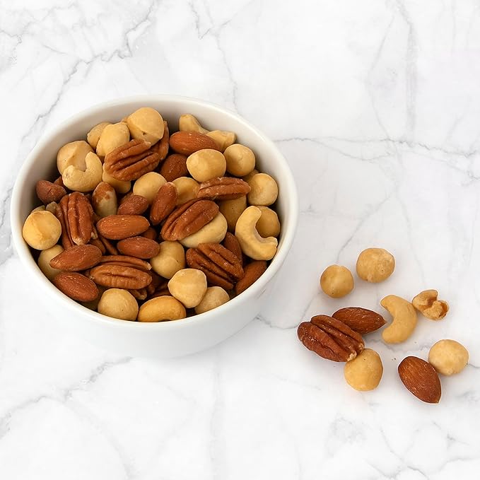 Jaybee's - Raw Deluxe Mixed Nuts Unsalted 3 Pound | Almonds, Cashews, Pecans, Walnuts, Brazil Nuts, Macadamia | Fresh, Unsalted, Natural Variety | Resealable Bulk Snack Pack