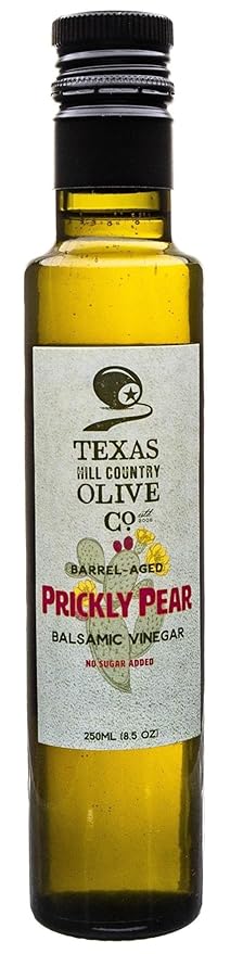Prickly Pear Balsamic Vinegar - Gourmet Barrel Aged Infused Balsamic Vinegar - Great for Dressing Dipping Glazing - No Artificial Flavors or Added Sugar - Made in Texas (8.5 Fl Oz)
