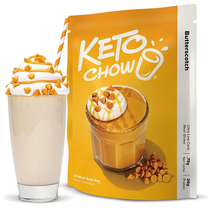 Keto Chow Butterscotch | Keto Meal Replacement Shake Powder | Nutritionally Complete | Low Carb |