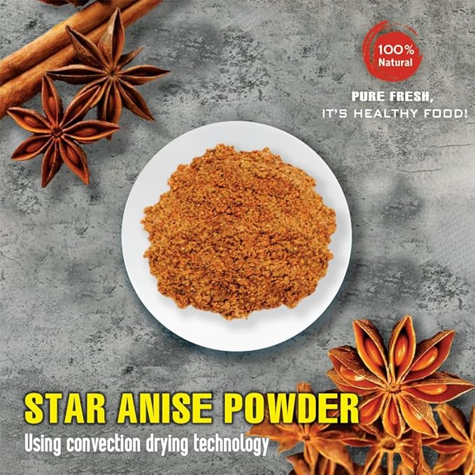STAR ANISE POWDER 5.29 Oz (150g) VIETFARMFOOD: Natural pure, convection dried seasoning made from real vegetables - perfect for adding flavor to any meal, from cooking, baking, salads, soups, sauces