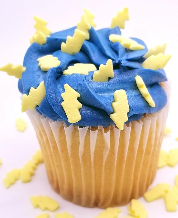 NCS Yellow Lightening Bolts Edible Candy Sprinkles, 8 ounces - Great for Cupcakes, Cookies, Cakes, Cakes Pops, Donuts