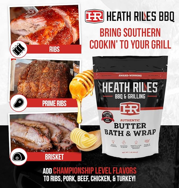 Heath Riles BBQ Butter Bath and Wrap, Champion Pitmaster Recipe, Award Winning Technique, Bag 16 oz.