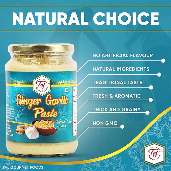 TAJ Ginger Garlic Puree | Fresh Ginger Garlic Cooking Puree | 300g (10.5oz)