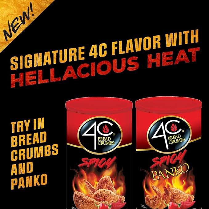 4C Premium Spicy Bread Crumbs, Spicy Panko Plain 1 Pack, Flavorful Crispy Crunchy, Value Pack (8 Ounce)