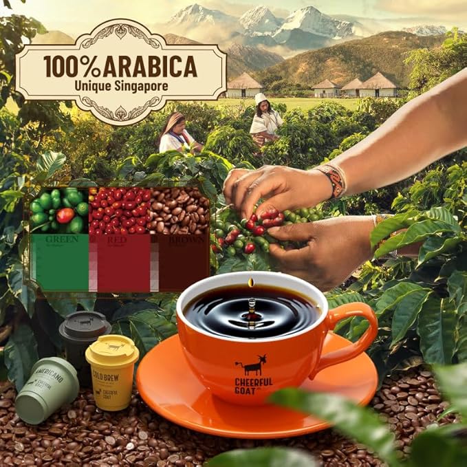 CheerfulGoat Instant Cold Brew Coffee – Speciality Pocket Coffee 100% Arabica, Freeze Dried for Ultimate Freshness, No Sugar, No Additives, Low Acid, Healthy for Iced & Hot, 30 Servings (MIX)