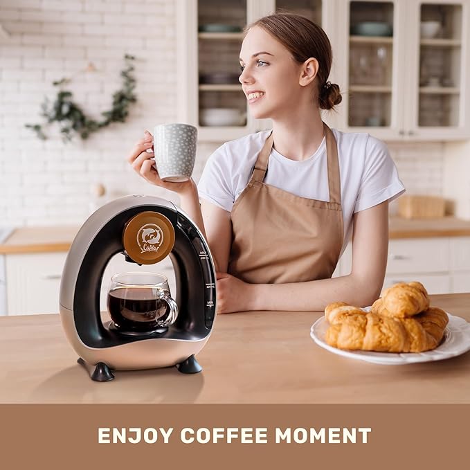 Single Serve Coffee Maker,Fast Brew in 2 minutes,Stylish＆Compact Design,MINI Q 2 IN 1 Coffee Machines for K*cup Capsules & Ground Coffee, Dark Grey Coffee maker