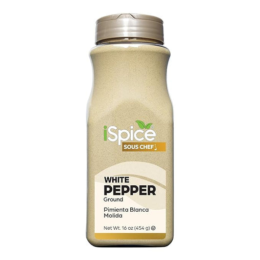 iSpice | White Pepper Ground | 16 oz | Bulk Size | Kosher | Rich Aroma