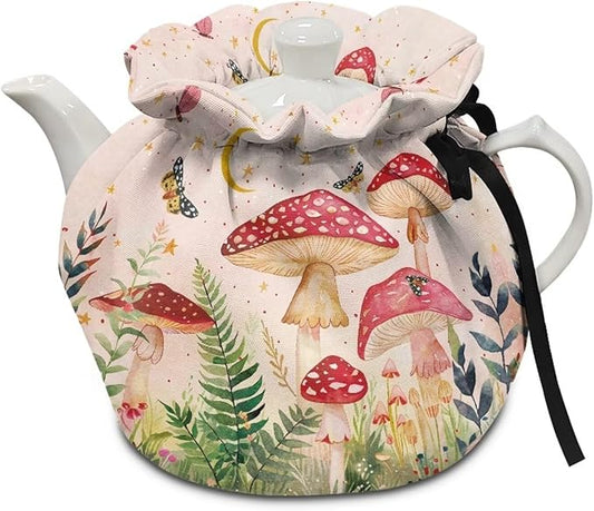 Red Mushroom Tea Cozies for Teapots Tea Cosy Tea Cover Keep Warm Tea Pot Dust Cover Insulated Kettle Cover for Home Kitchen Decorative Accessories