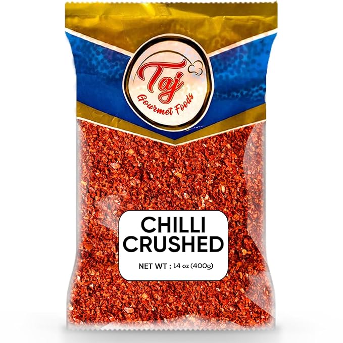 TAJ Crushed Red Pepper Flakes | 14-Ounce | Chili Flakes Crushed Chilli for Pizza Flakes