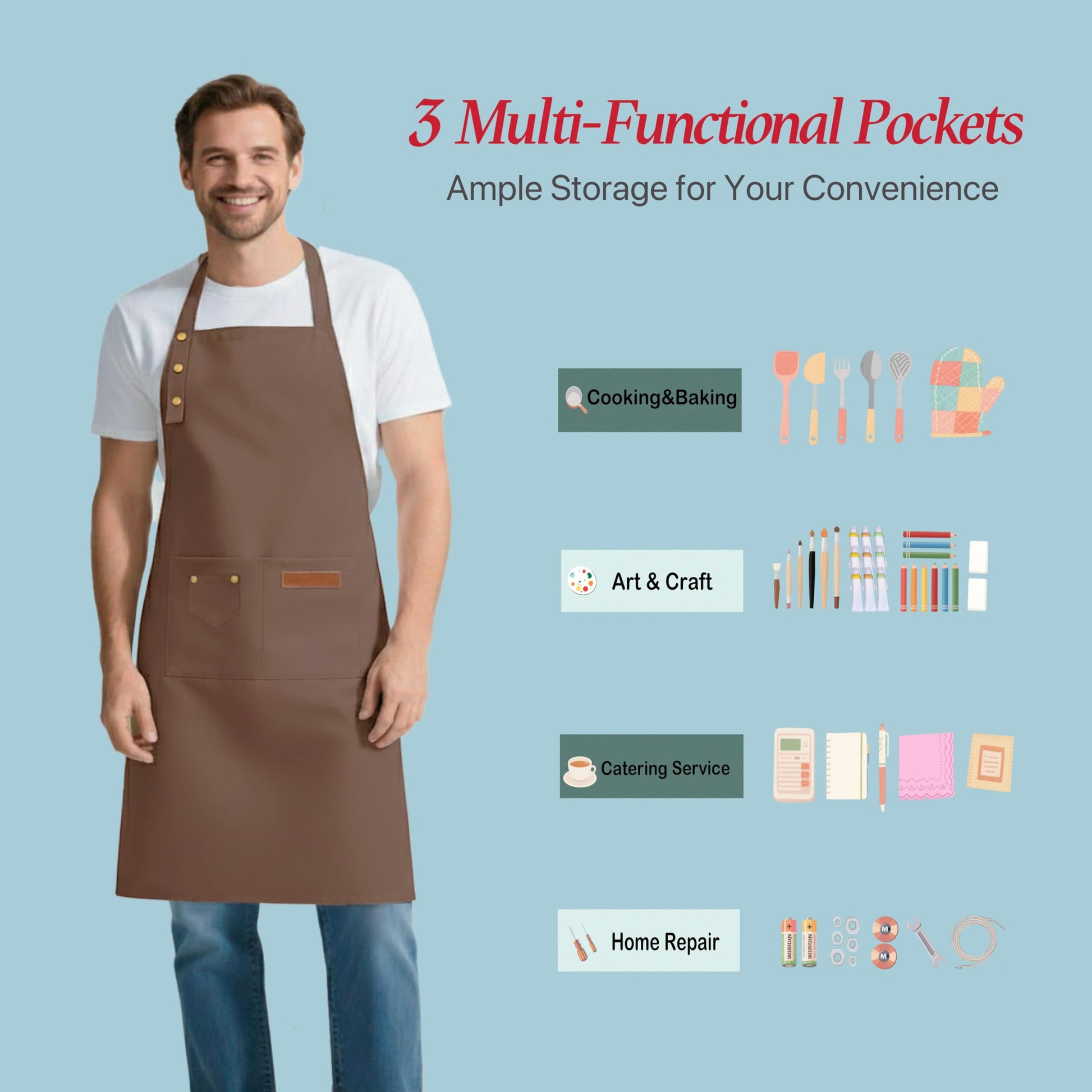ursapela Kitchen Cooking Apron for Women Men Water-Resistant Artist Barista Baking Craft Catering