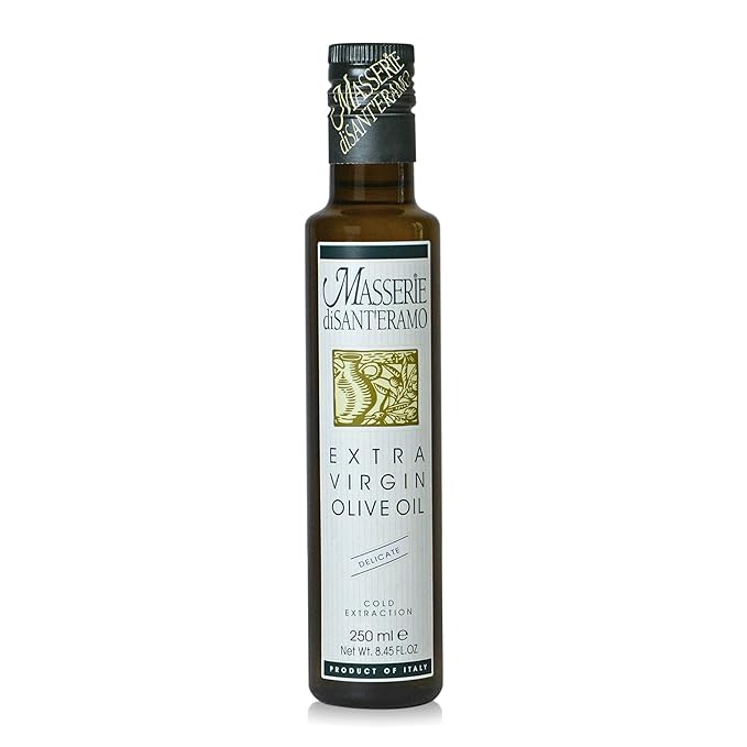 Delicate Italian Extra Virgin Olive Oil Cold Pressed - Light Olive Oil for Cooking and Frying, Imported from Italy - Masserie di Sant'Eramo - 8.45 Fl Oz (Pack 1)