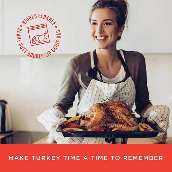 Fire & Flavor Sweet Heat Turkey Brine Kit - Seasonings for Roasting, Grilling, Smoking, and Frying Turkeys - Includes Brining Bag