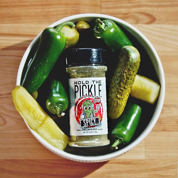 Hold The Pickle Spicy Dill Pickle Seasoning - Great for Popcorn, Organic Seasoning for Cooking, Spicy Dill Pickles Spice - Vegan, Non-GMO, Gluten Free, Kosher Certified, 4.8 Oz Shaker