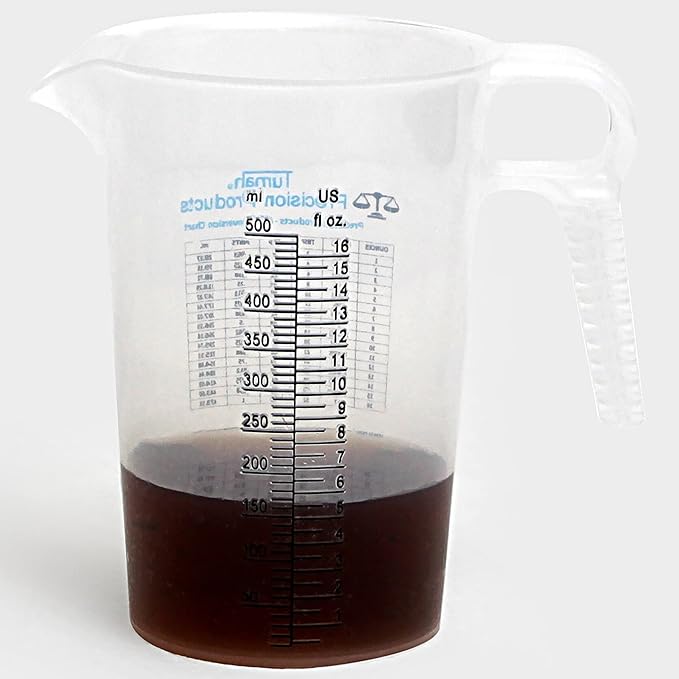 16oz, 1 Pint (2 cup) Measure Pitcher - Convenient Conversion Chart ??Multi Purpose Food Grade Great for Cooking, Hobbies, Shop Oil, Fluids, Pool Spa and Lawn with High Chemical Resistance by Turnah