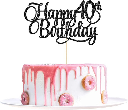 1 Pack Happy 40th Birthday Cake Topper Gold Glitter Number 40 Forty Years Old Birthday Cake Pick Decoration For 40th Birthday Celebrating Anniversary Party Supplies