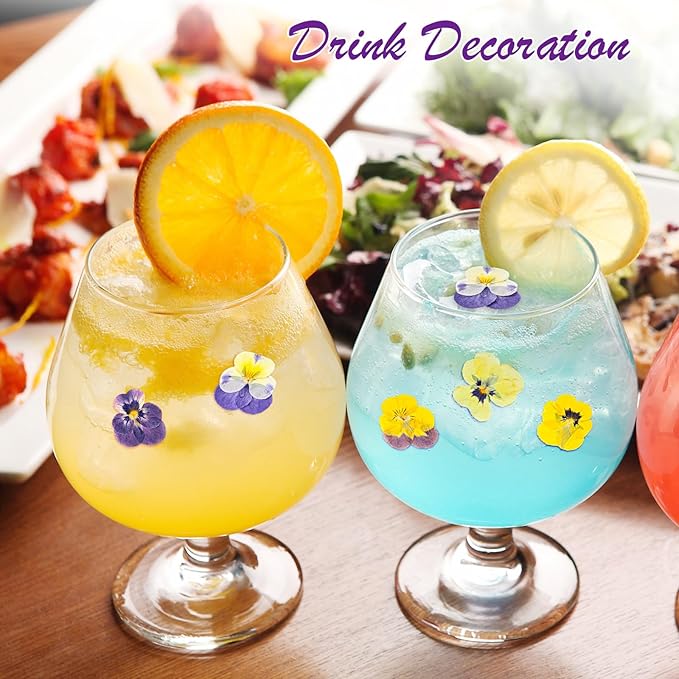96 Pcs Natural Dried Pressed Edible Flowers for Cake Topper Decorating Cupcake Toppers Cocktails Resin Jewelry Making DIY Art Crafts(Purple,Flower Style)
