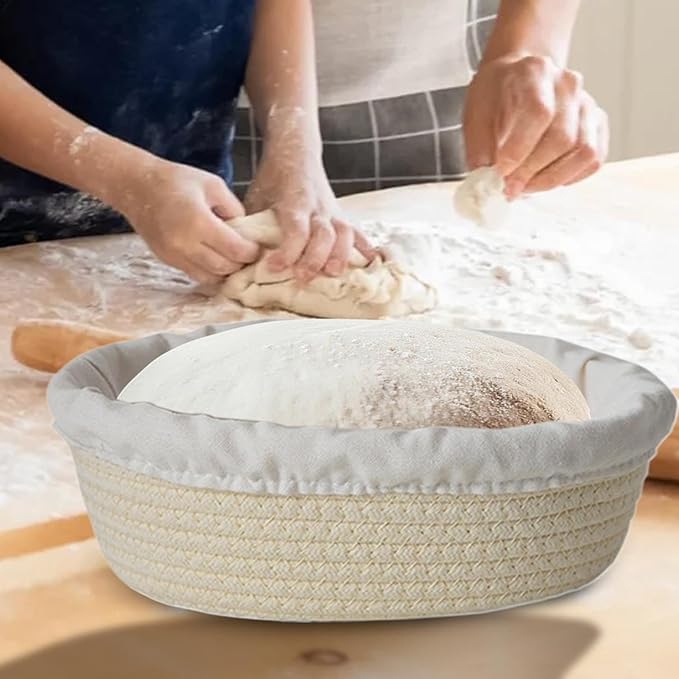 Bread Basket - Oval Bread Proofing Baskets Cotton Rope - Kitchen Gadget, Baking Supplies for Artisan Breads Pastry Making use