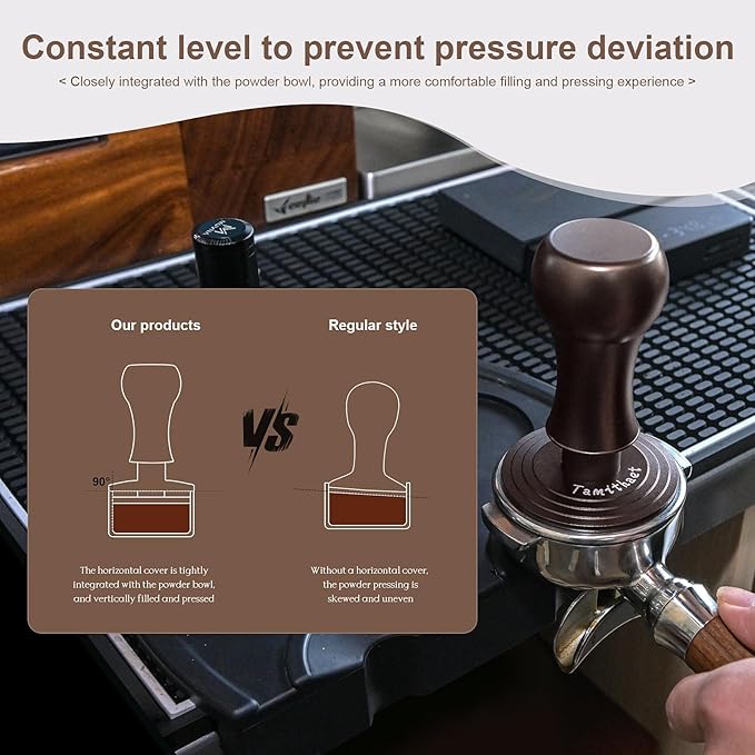 Stainless Steel Coffee Tamper 53.5mm - Heavy Duty Espresso Press for Espresso Machines, Ergonomic Handle & Precision Fit (Barista Kit Essential)