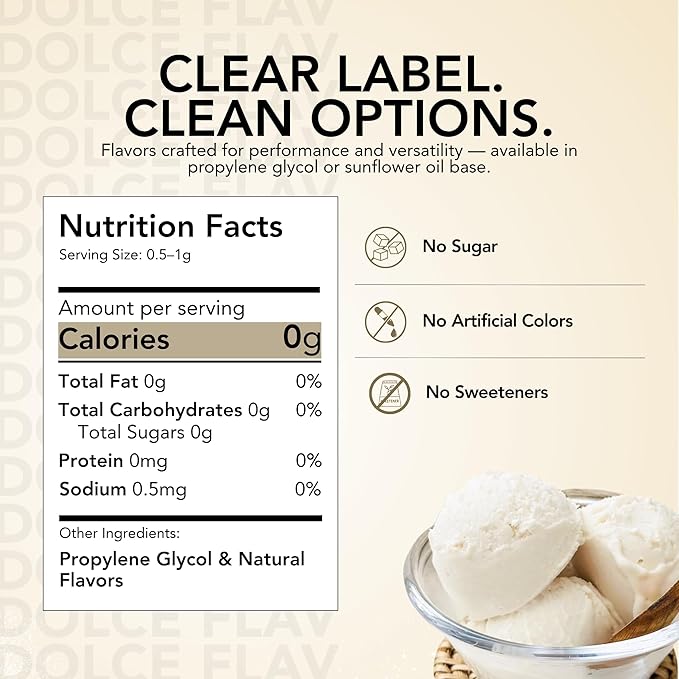 Dolce Flav Vanilla Extract 8 oz ??Kosher, Sugar-Free, Concentrated Vanilla Flavoring for Baking, Cookies & Desserts, Includes Measured Dropper