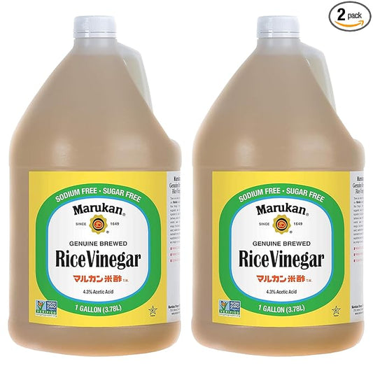 Marukan Genuine Brewed Rice Vinegar for Enhancing Flavor & Cooking, Unseasoned (1 Gallon, 2-pack)