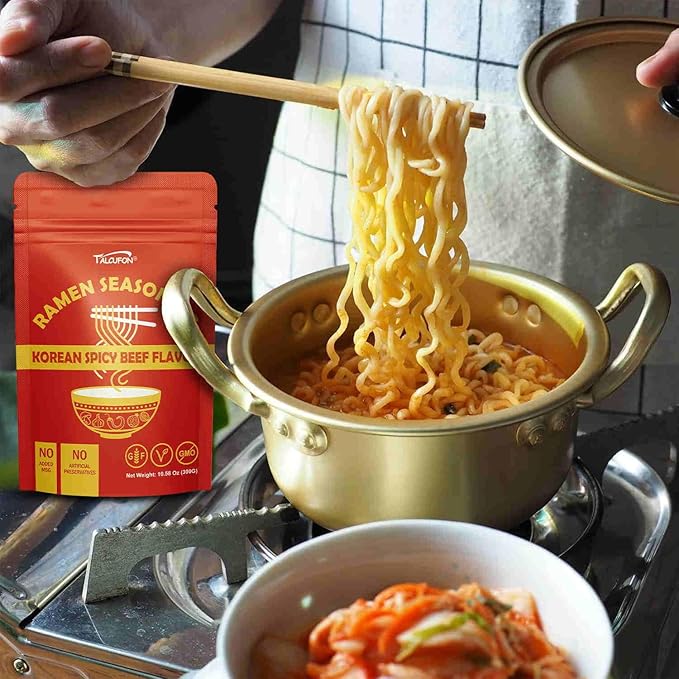 TALCUFON Korean Spicy Beef Ramen Seasoning Reduced Salt Gluten-Free Vegan Korean Noodle Soup Powder for Ramen 10.58 Oz